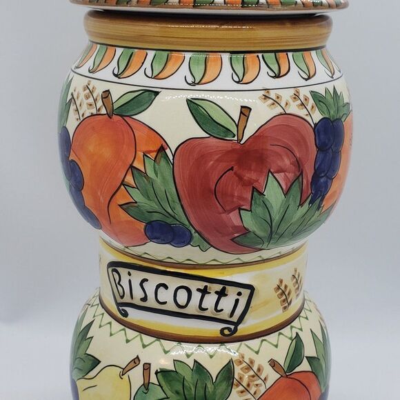 Nonni's Biscotti Hand Painted Fruit Motif Cookie Jar - Picture 5 of 16